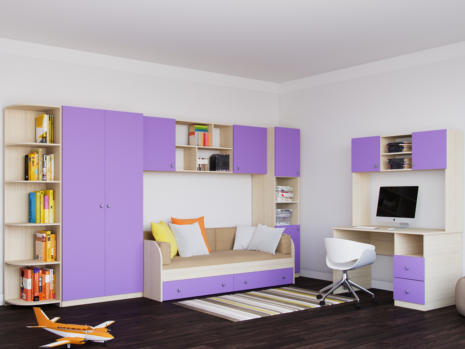 Модульная детская Астра (РВ-Мебель) Фиолетовый